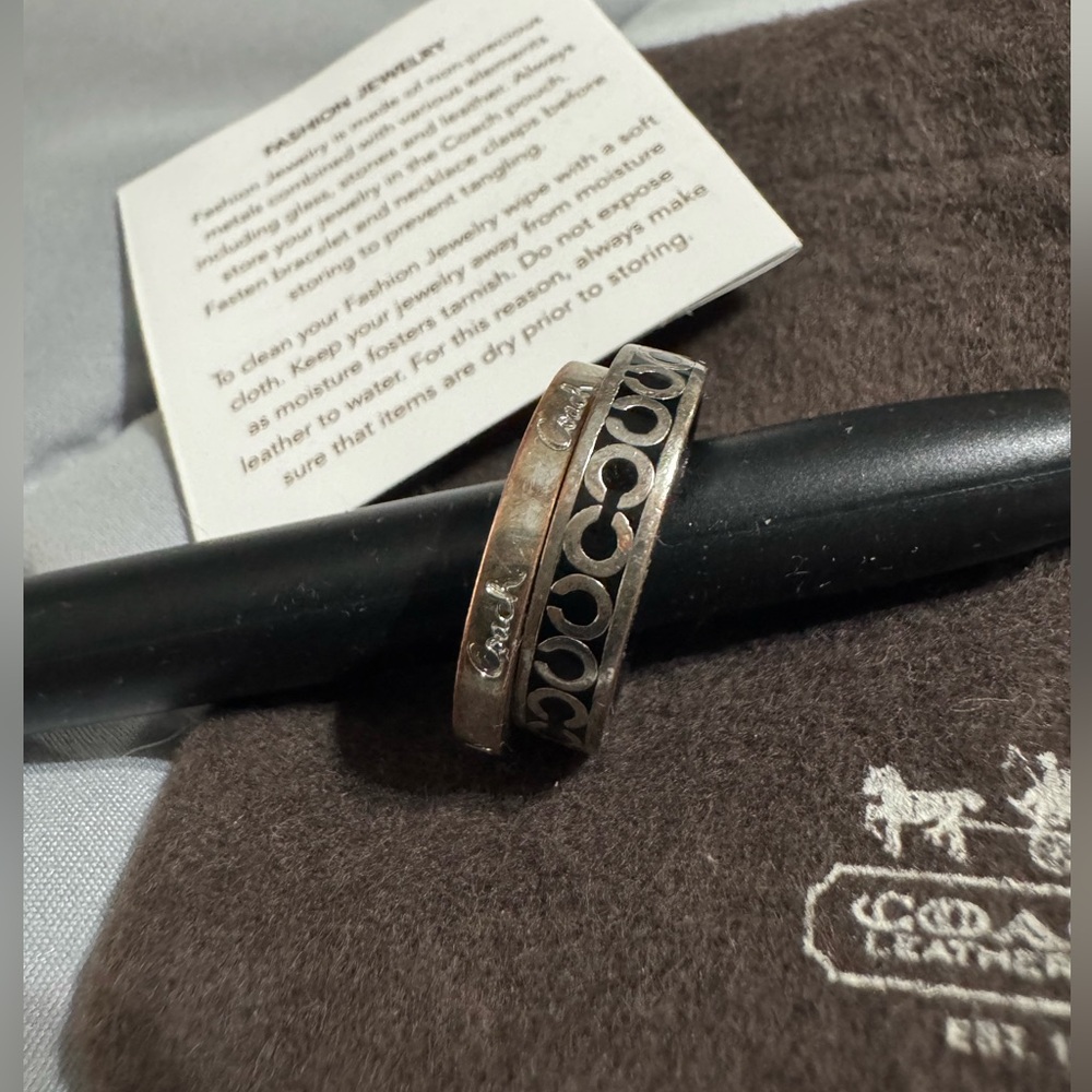 Coach Silver & Enamel Ring Set